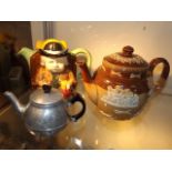 A Doulton Stoneware Teapot A/F With Two Others
