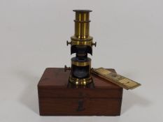 A Dutch 19th. Miniature Brass Field Microscope
