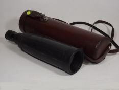 A Schmidt Rubberised Telescope With Leather Case
