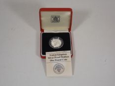 A Silver Proof Piedfort One Pound Coin