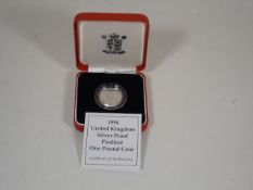A Silver Proof Piedfort One Pound Coin