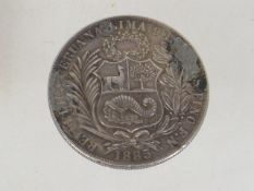 An 1883 Silver Peruvian Sol
