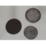 A Victorian Silver Florin & Two Other Antique Coin