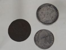 A Victorian Silver Florin & Two Other Antique Coin