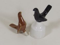 A Royal Worcester Cock & Hen Pie Funnel With Stand