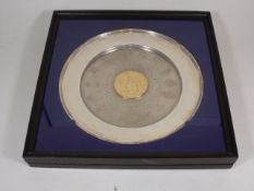 A Commemorative QEII Silver Jubilee Dish, Framed &