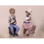 Two Lladro Nao Porcelain Figures 17.5cm High