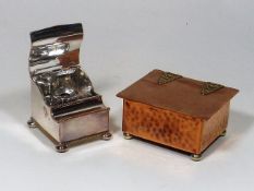 A Victorian Silver Plated Inkwell, Some Wear To Pl