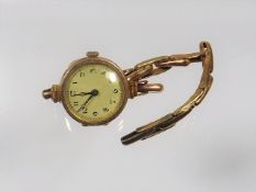 A Ladies 9ct Gold Watch & Strap A/F