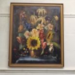 A Floral Still Life Framed Oil Painting Signed Sut