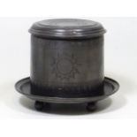 An Antique Pewter Footed Biscuit Barrel