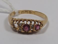 An Antique 18ct Gold Ruby & Diamond Ring, Lacking