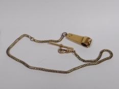 A 9ct Gold Cigar Cutter With Albert Chain