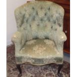 A Victorian Barrel Back Upholstered Armchair