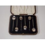 A Boxed Set Of Silver Coffee Bean Spoons