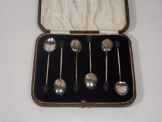 A Boxed Set Of Silver Coffee Bean Spoons