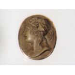 A 19thC. Gold Mounted Lava Cameo Brooch