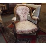 A 19thC. Ornate Carved Walnut Nursing Chair