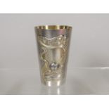 An Antique Art Nouveau Russian Silver Vodka Cup 9c
