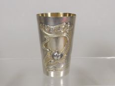 An Antique Art Nouveau Russian Silver Vodka Cup 9c