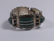 A Silver & Jade Ethnic Bracelet