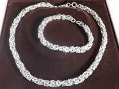 A Silver Necklace & Bracelet Set Of Heavy Gauge