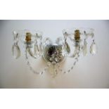 A Pair Of Wall Mounted Cut Glass Crystal Light Fit