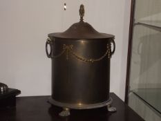 A Brass Log Bucket With Claw Feet