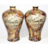 A Pair Of 19thC. Oriental Baluster Vases With Gild
