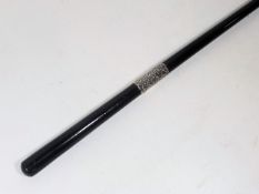 A Ladies Ebonised Walking Cane With Silver Collar