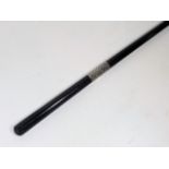 A Ladies Ebonised Walking Cane With Silver Collar