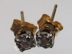 A Pair Of 9ct Gold Diamond Ear Rings