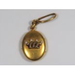 A 19thC. French 18ct Gold Locket Decorated With Ru