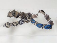 Three Silver Enamelled Ethnic Bracelets
