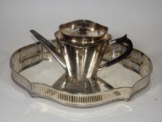 An Antique Silver Plated Gallery Tray Twinned With