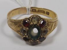 A Victorian 15ct Diamond & Ruby Ring Lacking Stone