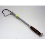 A Vintage Alloy Fishing Gaff With Wood Handle