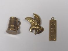 Three 9ct Gold Charms