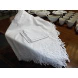 A Linen Table Cloth 256cm X 216cm Twinned With Six