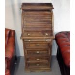 An Early 20thC. Rosewood Roll Top Desk With Drawer