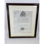 A Framed 19thC. Passport Document