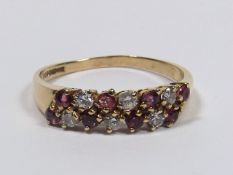 A 9ct Gold Ring With Red & White Stones
