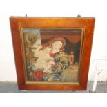A Victorian Woolwork Picture In Maple Frame