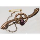 A 9ct Gold Antique Brooch With Amethyst Stone