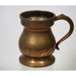 A 19thC. Pot Bellied Brass Tankard