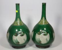 A Pair Of 19thC. Chinese Bottle Shaped Vases With