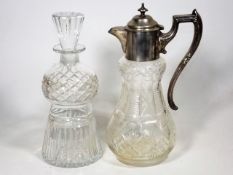 A C.1900 Cut Glass Claret Jug With Silver Plated F