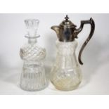 A C.1900 Cut Glass Claret Jug With Silver Plated F