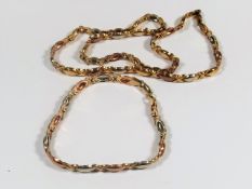 A 9ct Two Tone Gold Bracelet & Necklace Set