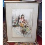 A Gordon King Framed Watercolour Of Young Woman Wi